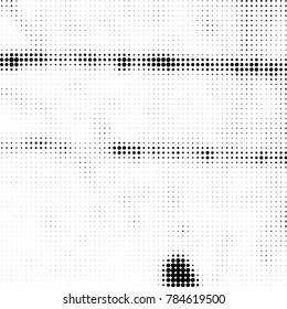 Abstract halftone background. Texture of dots of ink. Monochrome vector grunge pattern black and white