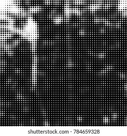 Abstract halftone background. Texture of dots of ink. Monochrome vector grunge pattern black and white