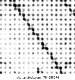 Abstract halftone background. Texture of dots of ink. Monochrome vector grunge pattern black and white