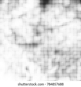 Abstract halftone background. Texture of dots of ink. Monochrome vector grunge pattern black and white