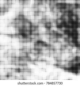 Abstract halftone background. Texture of dots of ink. Monochrome vector grunge pattern black and white