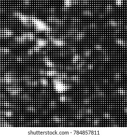 Abstract halftone background. Texture of dots of ink. Monochrome vector grunge pattern black and white