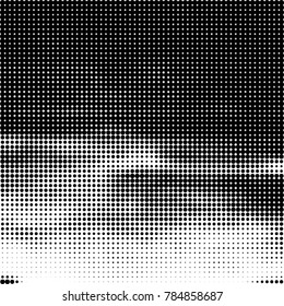 Abstract halftone background. Texture of dots of ink. Monochrome vector grunge pattern black and white