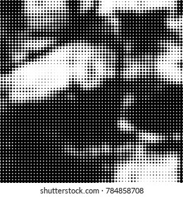 Abstract halftone background. Texture of dots of ink. Monochrome vector grunge pattern black and white