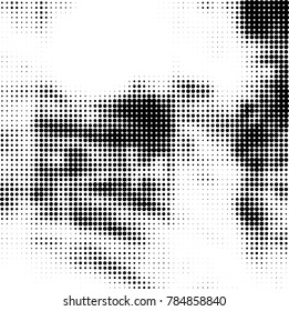 Abstract halftone background. Texture of dots of ink. Monochrome vector grunge pattern black and white