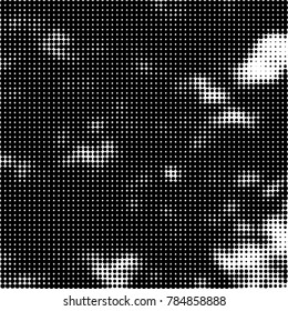 Abstract halftone background. Texture of dots of ink. Monochrome vector grunge pattern black and white