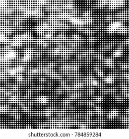 Abstract halftone background. Texture of dots of ink. Monochrome vector grunge pattern black and white