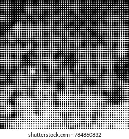 Abstract halftone background. Texture of dots of ink. Monochrome vector grunge pattern black and white