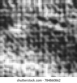 Abstract halftone background. Texture of dots of ink. Monochrome vector grunge pattern black and white