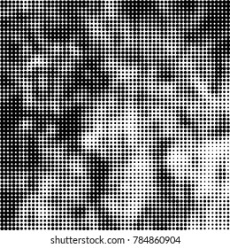 Abstract halftone background. Texture of dots of ink. Monochrome vector grunge pattern black and white