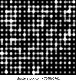 Abstract halftone background. Texture of dots of ink. Monochrome vector grunge pattern black and white
