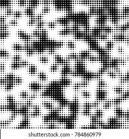 Abstract halftone background. Texture of dots of ink. Monochrome vector grunge pattern black and white