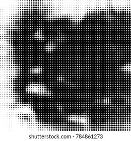 Abstract halftone background. Texture of dots of ink. Monochrome vector grunge pattern black and white