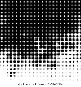 Abstract halftone background. Texture of dots of ink. Monochrome vector grunge pattern black and white