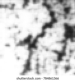 Abstract halftone background. Texture of dots of ink. Monochrome vector grunge pattern black and white