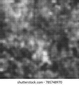 Abstract halftone background. Texture of dots of ink. Monochrome vector grunge pattern black and white
