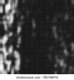 Abstract halftone background. Texture of dots of ink. Monochrome vector grunge pattern black and white