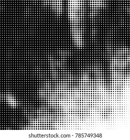 Abstract halftone background. Texture of dots of ink. Monochrome vector grunge pattern black and white