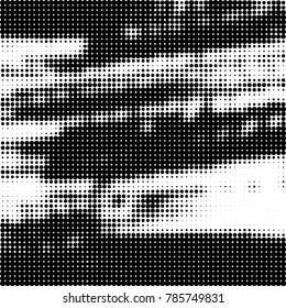 Abstract halftone background. Texture of dots of ink. Monochrome vector grunge pattern black and white