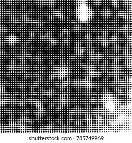 Abstract halftone background. Texture of dots of ink. Monochrome vector grunge pattern black and white
