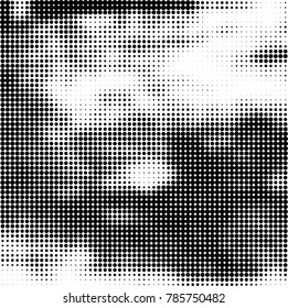 Abstract halftone background. Texture of dots of ink. Monochrome vector grunge pattern black and white