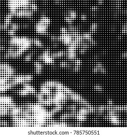 Abstract halftone background. Texture of dots of ink. Monochrome vector grunge pattern black and white