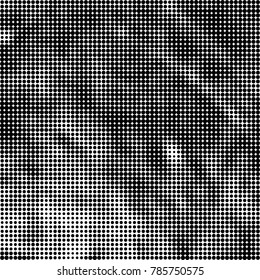 Abstract halftone background. Texture of dots of ink. Monochrome vector grunge pattern black and white