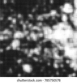 Abstract halftone background. Texture of dots of ink. Monochrome vector grunge pattern black and white