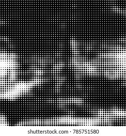 Abstract halftone background. Texture of dots of ink. Monochrome vector grunge pattern black and white