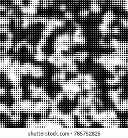 Abstract halftone background. Texture of dots of ink. Monochrome vector grunge pattern black and white