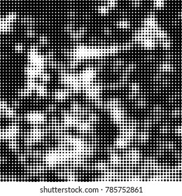 Abstract halftone background. Texture of dots of ink. Monochrome vector grunge pattern black and white