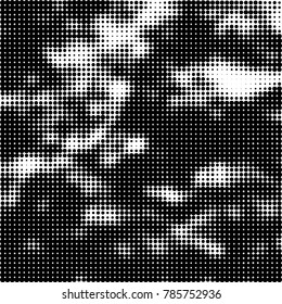 Abstract halftone background. Texture of dots of ink. Monochrome vector grunge pattern black and white