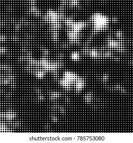 Abstract halftone background. Texture of dots of ink. Monochrome vector grunge pattern black and white