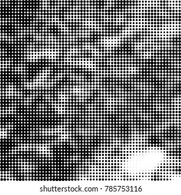 Abstract halftone background. Texture of dots of ink. Monochrome vector grunge pattern black and white