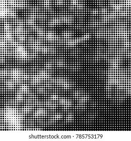 Abstract halftone background. Texture of dots of ink. Monochrome vector grunge pattern black and white