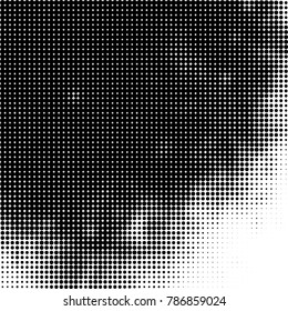Abstract halftone background. Texture of dots of ink. Monochrome vector grunge pattern black and white