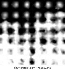 Abstract halftone background. Texture of dots of ink. Monochrome vector grunge pattern black and white