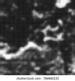 Abstract halftone background. Texture of dots of ink. Monochrome vector grunge pattern black and white