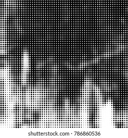 Abstract halftone background. Texture of dots of ink. Monochrome vector grunge pattern black and white