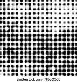 Abstract halftone background. Texture of dots of ink. Monochrome vector grunge pattern black and white