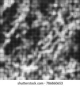 Abstract halftone background. Texture of dots of ink. Monochrome vector grunge pattern black and white