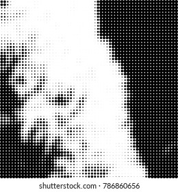 Abstract halftone background. Texture of dots of ink. Monochrome vector grunge pattern black and white