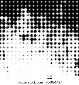 Abstract halftone background. Texture of dots of ink. Monochrome vector grunge pattern black and white