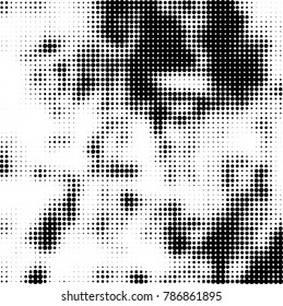 Abstract halftone background. Texture of dots of ink. Monochrome vector grunge pattern black and white