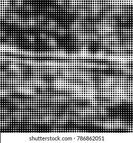 Abstract halftone background. Texture of dots of ink. Monochrome vector grunge pattern black and white