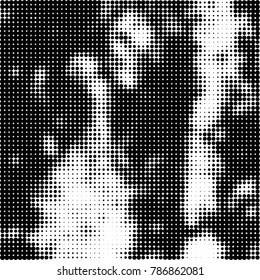 Abstract halftone background. Texture of dots of ink. Monochrome vector grunge pattern black and white