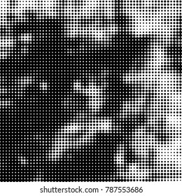 Abstract halftone background. Texture of dots of ink. Monochrome vector grunge pattern black and white