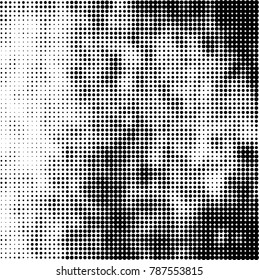 Abstract halftone background. Texture of dots of ink. Monochrome vector grunge pattern black and white