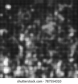 Abstract halftone background. Texture of dots of ink. Monochrome vector grunge pattern black and white