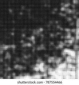 Abstract halftone background. Texture of dots of ink. Monochrome vector grunge pattern black and white